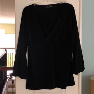 Black surplice tunic top